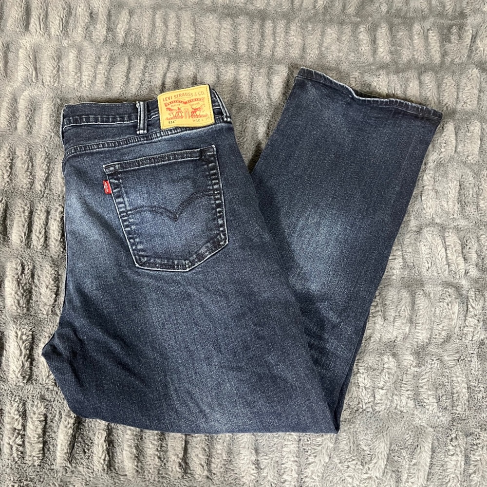 Levi Strauss 514 Mens Jeans W40 L30 Straight Fit Dark Wash Denim